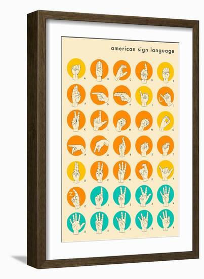 Sign Language Hand Alphabet-Jazzberry Blue-Framed Premium Giclee Print