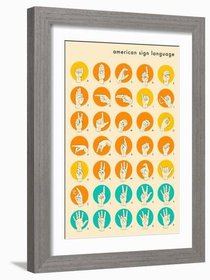 Sign Language Hand Alphabet-Jazzberry Blue-Framed Art Print