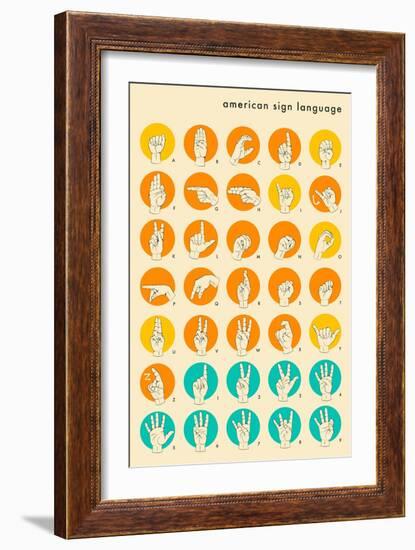 Sign Language Hand Alphabet-Jazzberry Blue-Framed Art Print