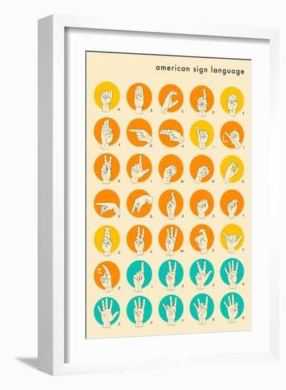 Sign Language Hand Alphabet-Jazzberry Blue-Framed Art Print