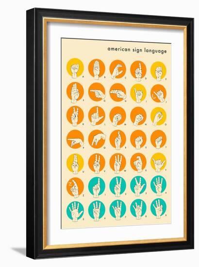 Sign Language Hand Alphabet-Jazzberry Blue-Framed Art Print