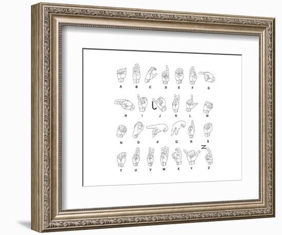 Sign Language Hands & Alphabet-null-Framed Premium Giclee Print