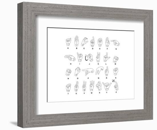 Sign Language Hands & Alphabet-null-Framed Premium Giclee Print