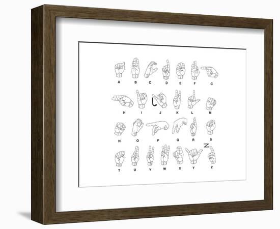 Sign Language Hands & Alphabet-null-Framed Premium Giclee Print