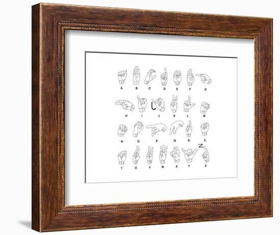 Sign Language Hands & Alphabet-null-Framed Premium Giclee Print