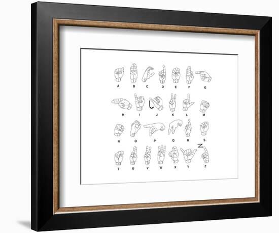 Sign Language Hands & Alphabet-null-Framed Premium Giclee Print