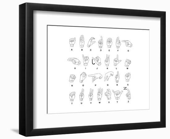 Sign Language Hands & Alphabet-null-Framed Premium Giclee Print