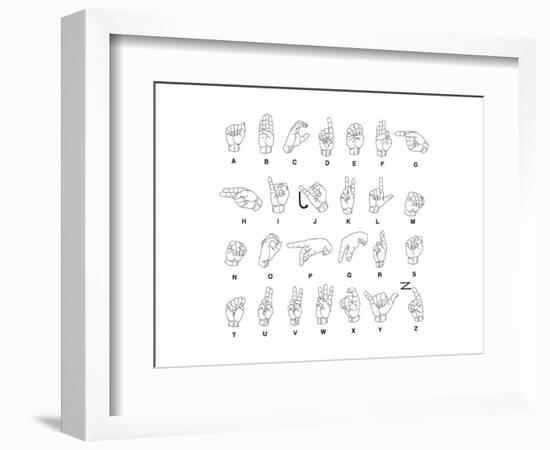 Sign Language Hands & Alphabet-null-Framed Premium Giclee Print