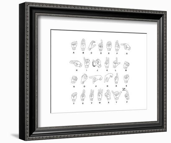 Sign Language Hands & Alphabet-null-Framed Premium Giclee Print
