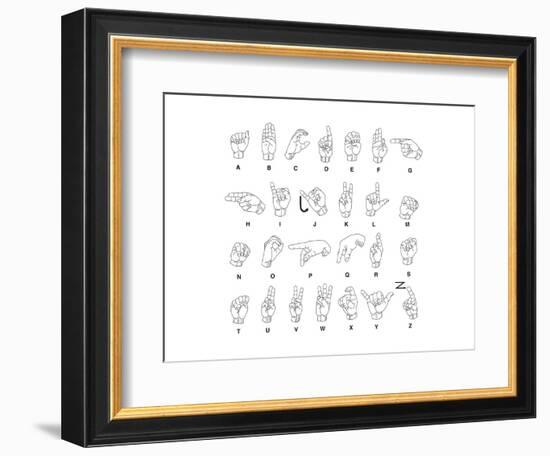 Sign Language Hands & Alphabet-null-Framed Premium Giclee Print