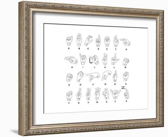 Sign Language Hands & Alphabet-null-Framed Art Print