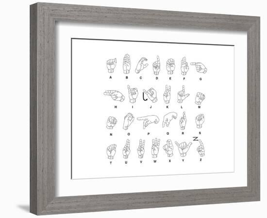 Sign Language Hands & Alphabet-null-Framed Art Print