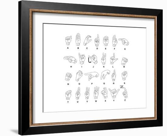 Sign Language Hands & Alphabet-null-Framed Art Print