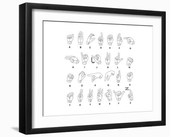 Sign Language Hands & Alphabet-null-Framed Art Print