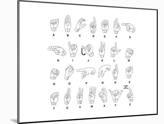 Sign Language Hands & Alphabet-null-Mounted Art Print