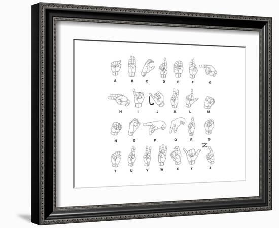 Sign Language Hands & Alphabet-null-Framed Art Print
