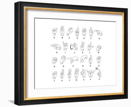 Sign Language Hands & Alphabet-null-Framed Art Print