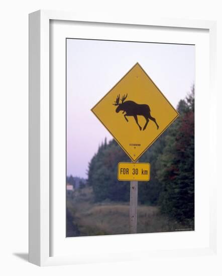 Sign, Moose Crossing the Road, Algonquin Provincial Park, Ontario, Canada-Thorsten Milse-Framed Photographic Print