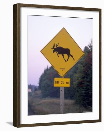 Sign, Moose Crossing the Road, Algonquin Provincial Park, Ontario, Canada-Thorsten Milse-Framed Photographic Print