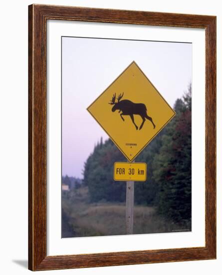 Sign, Moose Crossing the Road, Algonquin Provincial Park, Ontario, Canada-Thorsten Milse-Framed Photographic Print