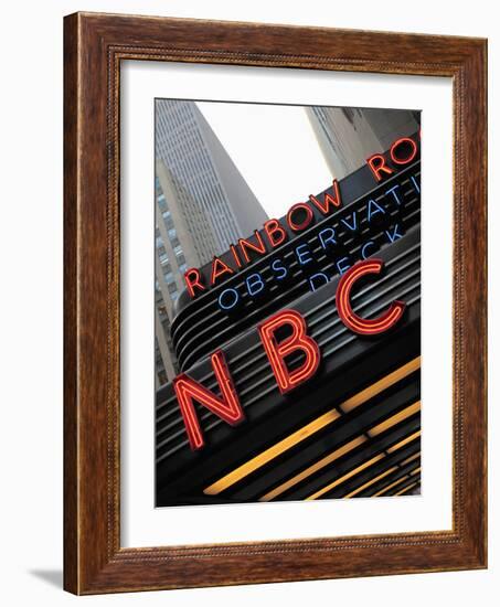 Sign of NBC News at the Rockefeller Center, New York City, New York, Usa-Bruce Yuanyue Bi-Framed Photographic Print