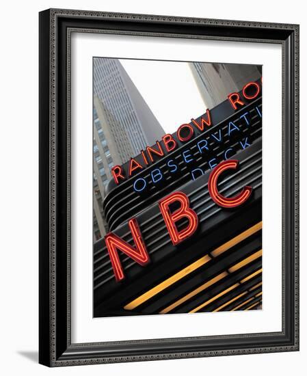 Sign of NBC News at the Rockefeller Center, New York City, New York, Usa-Bruce Yuanyue Bi-Framed Photographic Print