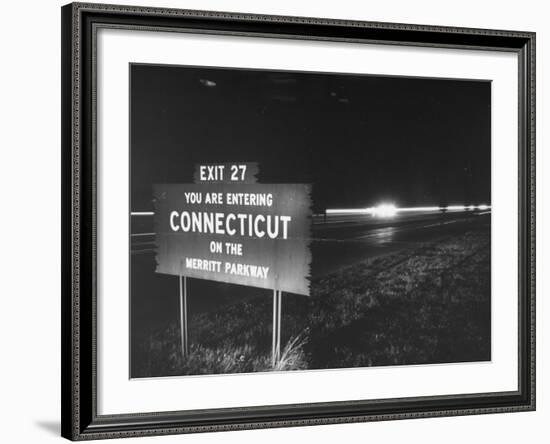 Sign on Merritt Parkway Telling Motorist That They are Now Entering the State-Bernard Hoffman-Framed Premium Photographic Print