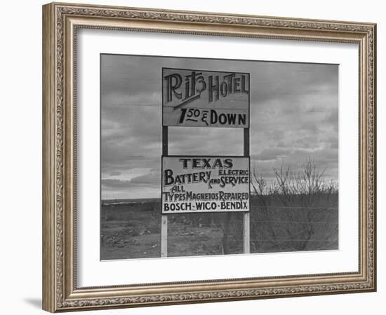 Sign on Road to Oil Boomtown-Carl Mydans-Framed Photographic Print