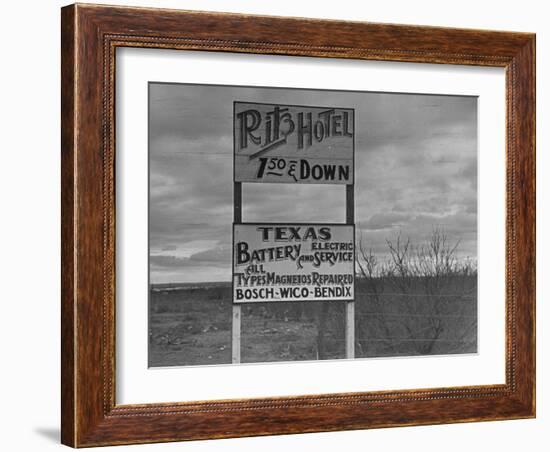 Sign on Road to Oil Boomtown-Carl Mydans-Framed Photographic Print