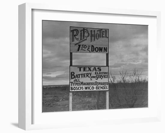 Sign on Road to Oil Boomtown-Carl Mydans-Framed Photographic Print