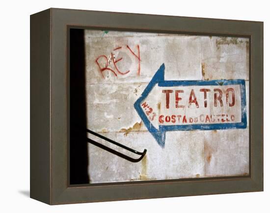 Sign on Wall Directing to Teatro, Lisbon, Portugal-Martin Lladó-Framed Premier Image Canvas