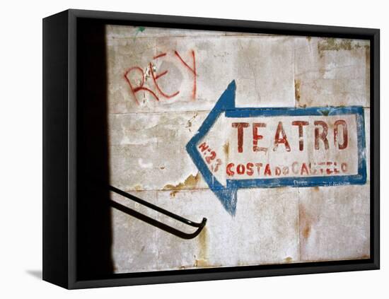 Sign on Wall Directing to Teatro, Lisbon, Portugal-Martin Lladó-Framed Premier Image Canvas