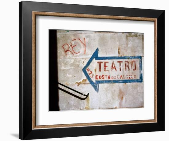 Sign on Wall Directing to Teatro, Lisbon, Portugal-Martin Lladó-Framed Photographic Print