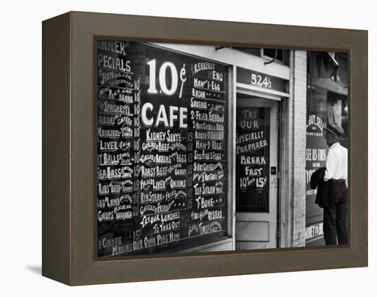 Sign Outside Luncheonette on Skid Row-Alfred Eisenstaedt-Framed Premier Image Canvas