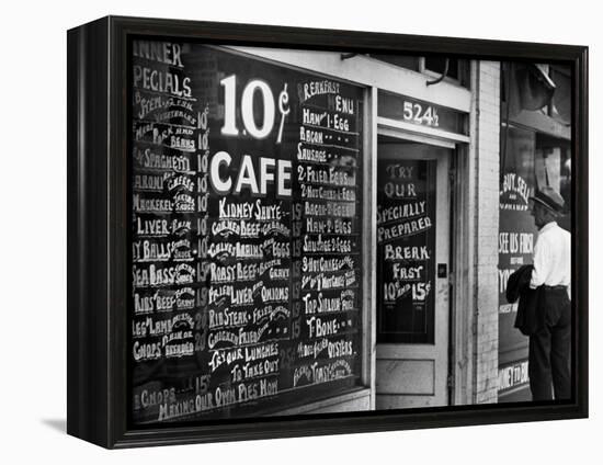 Sign Outside Luncheonette on Skid Row-Alfred Eisenstaedt-Framed Premier Image Canvas