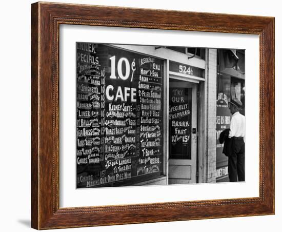 Sign Outside Luncheonette on Skid Row-Alfred Eisenstaedt-Framed Photographic Print