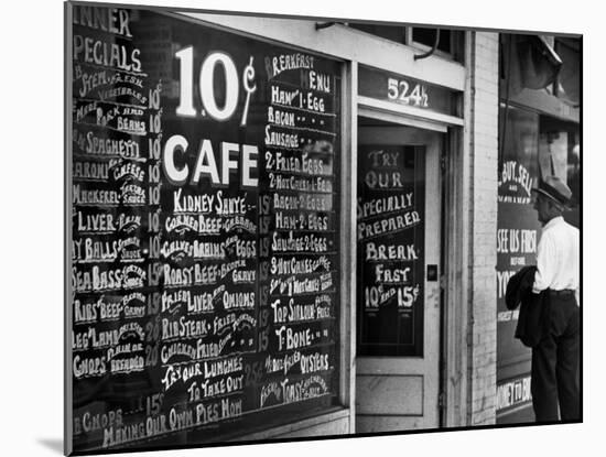 Sign Outside Luncheonette on Skid Row-Alfred Eisenstaedt-Mounted Photographic Print