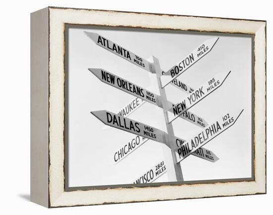 Sign Post W/Distances to Major Cities-null-Framed Premier Image Canvas