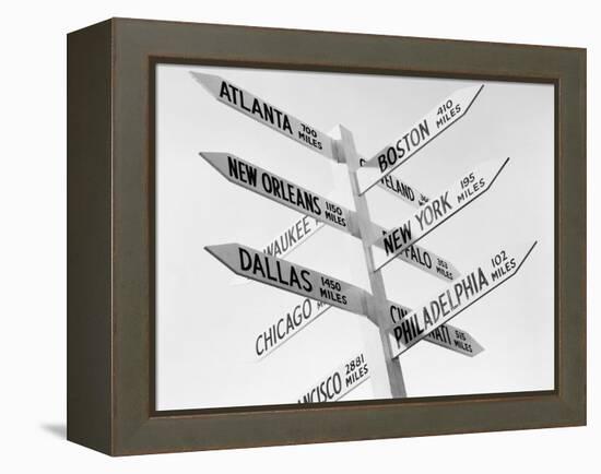 Sign Post W/Distances to Major Cities-null-Framed Premier Image Canvas