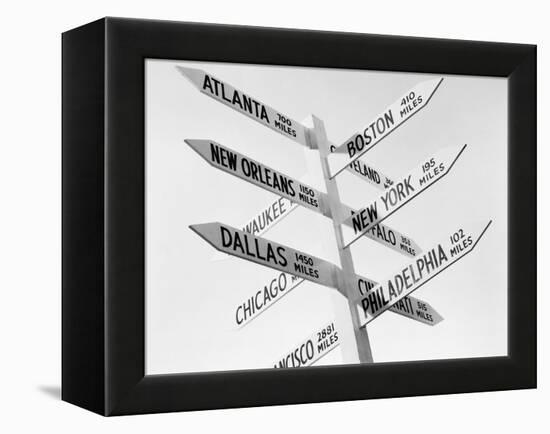 Sign Post W/Distances to Major Cities-null-Framed Premier Image Canvas