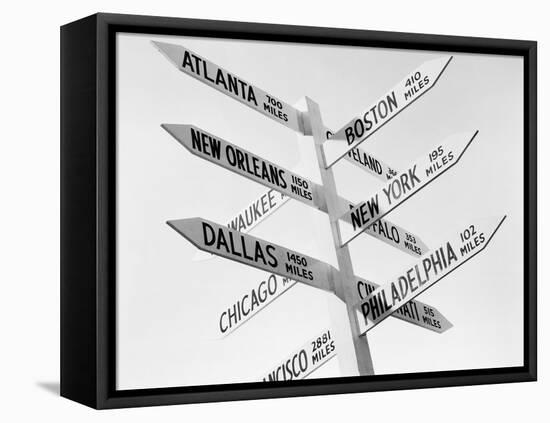 Sign Post W/Distances to Major Cities-null-Framed Premier Image Canvas