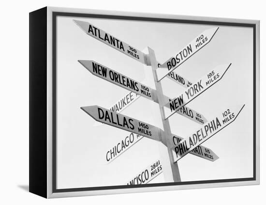 Sign Post W/Distances to Major Cities-null-Framed Premier Image Canvas