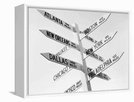 Sign Post W/Distances to Major Cities-null-Framed Premier Image Canvas