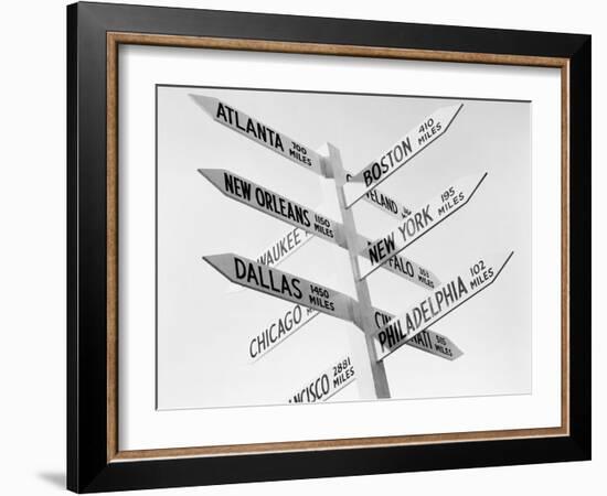 Sign Post W/Distances to Major Cities-null-Framed Photographic Print