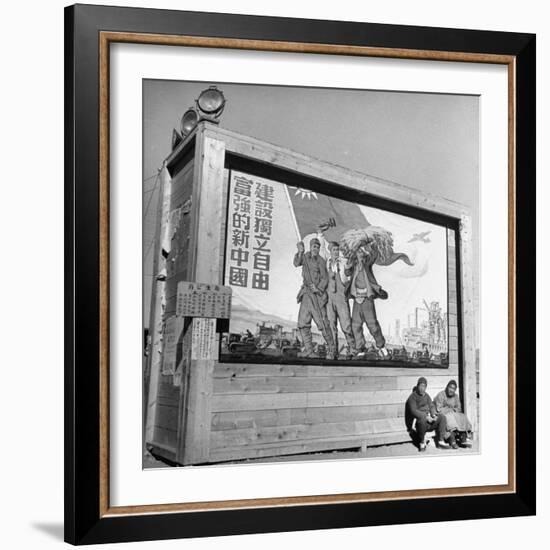 Sign "Reconstruct an Independent, Free and Wealthy and Strong New China". Kalgan Communists-George Lacks-Framed Photographic Print