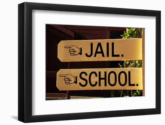 Sign to Jail and School, Columbia State Historic Park, California-David Wall-Framed Photographic Print