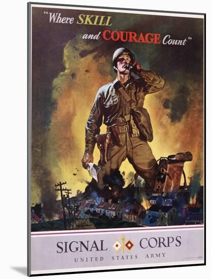 Signal Corps Recruitment Poster-Jes Schlaikjer-Mounted Giclee Print