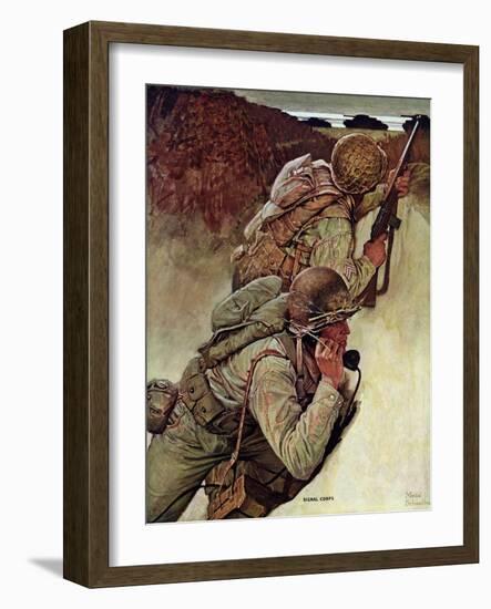 "Signal Corpsmen During Battle," September 9, 1944-Mead Schaeffer-Framed Giclee Print