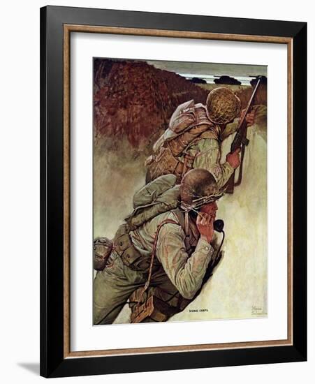 "Signal Corpsmen During Battle," September 9, 1944-Mead Schaeffer-Framed Giclee Print