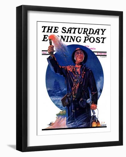 "Signaller," Saturday Evening Post Cover, December 19, 1931-J.F. Kernan-Framed Giclee Print